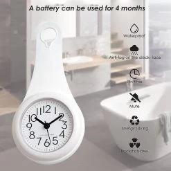 Simple Bathroom Clock, Kitchen, Waterproof And Silent Domestic Sucker Clock White White