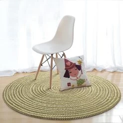 Hand Braided Round Rug For Living Room Bedroom Bathroom Kids Room Green 60x60cm