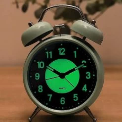 4" Luminous Alarm Clock Non-ticking Quartz Analog Retro Twin Bell Clock With Loud Alarm And Nightlight