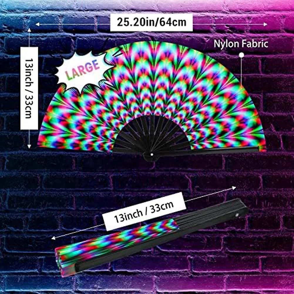 Women Raves Fold Hand Fan Fluorescence Glow Party Club Prom Disco Freaky Pub Decorative Folding Fan - Image 3