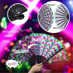 Women Raves Fold Hand Fan Fluorescence Glow Party Club Prom Disco Freaky Pub Decorative Folding Fan