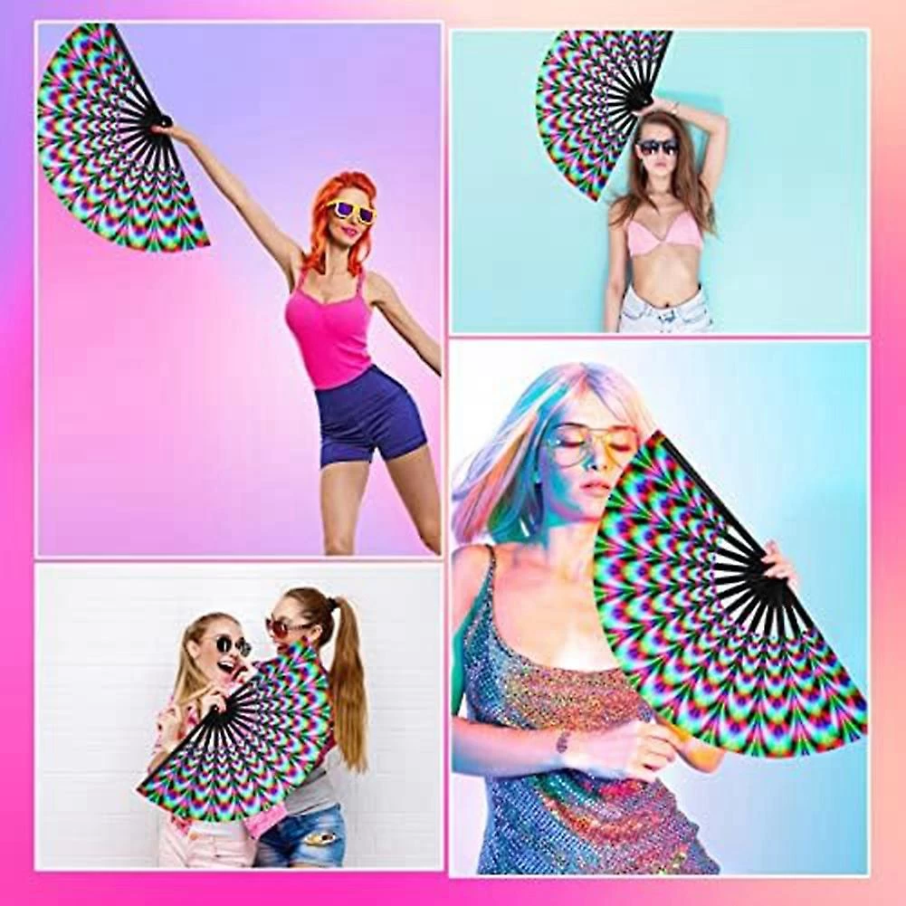 Women Raves Fold Hand Fan Fluorescence Glow Party Club Prom Disco Freaky Pub Decorative Folding Fan - Image 5