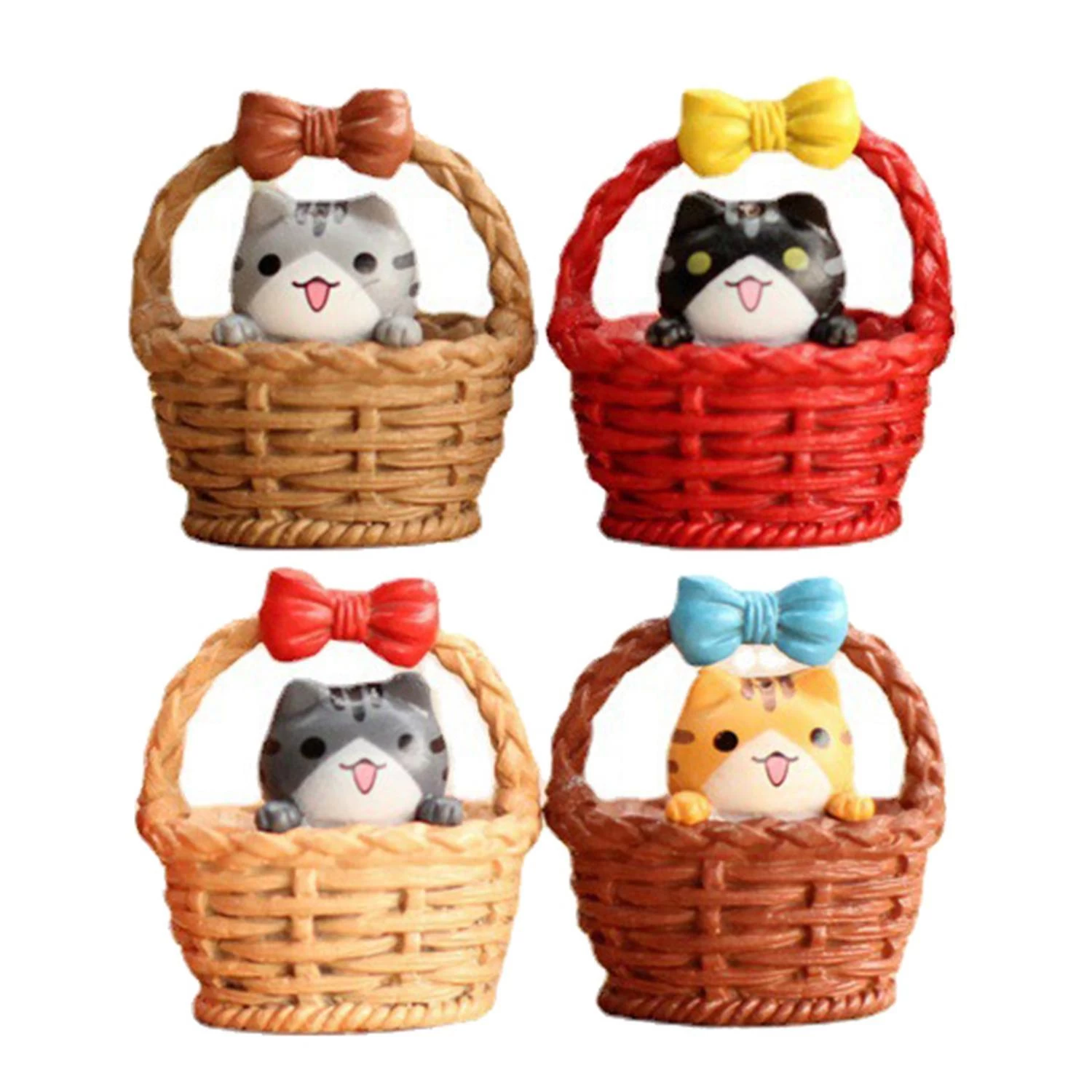3 X 4Pcs/Set Kitten Ornament DIY Material Exquisite Workmanship Cat Basket Cat Kitty Adopt Gift Box - Image 2