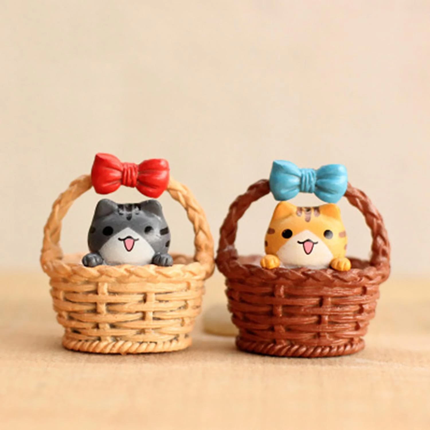 3 X 4Pcs/Set Kitten Ornament DIY Material Exquisite Workmanship Cat Basket Cat Kitty Adopt Gift Box