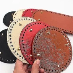 Bag Base For Crocheting Leather Basket Bottom Leather Bag Shaper Base(6pcs, Brown, Black)