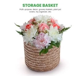 3 Pcs/set Handmade Straw Woven Basket With Lid Organizer Box Lary Baskets Rattan Flower Basket