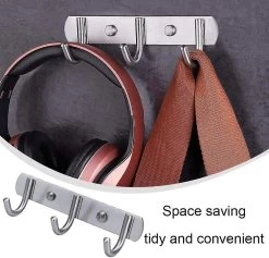 Coat Hook Wall Mounted Coat Hooks Rack With 3 Round Hooks Wall Hanger For Bathroom Bedroom Door