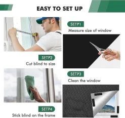 100% Blackout Blinds, 300cm X145cm Portable Window Blinds No Drill Temporary Shade Curtains
