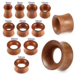 7/8 Inch ( 22MM ) Double Flared Organic Natural Teak Wood Gauge Tunnel Ear Plug