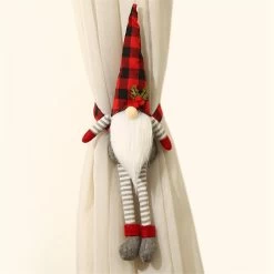 2 Pieces Christmas Curtain Buckle Tieback Mr And Mrs Gnome Curtain Tiebacks Hook Fastener Buckle Cl