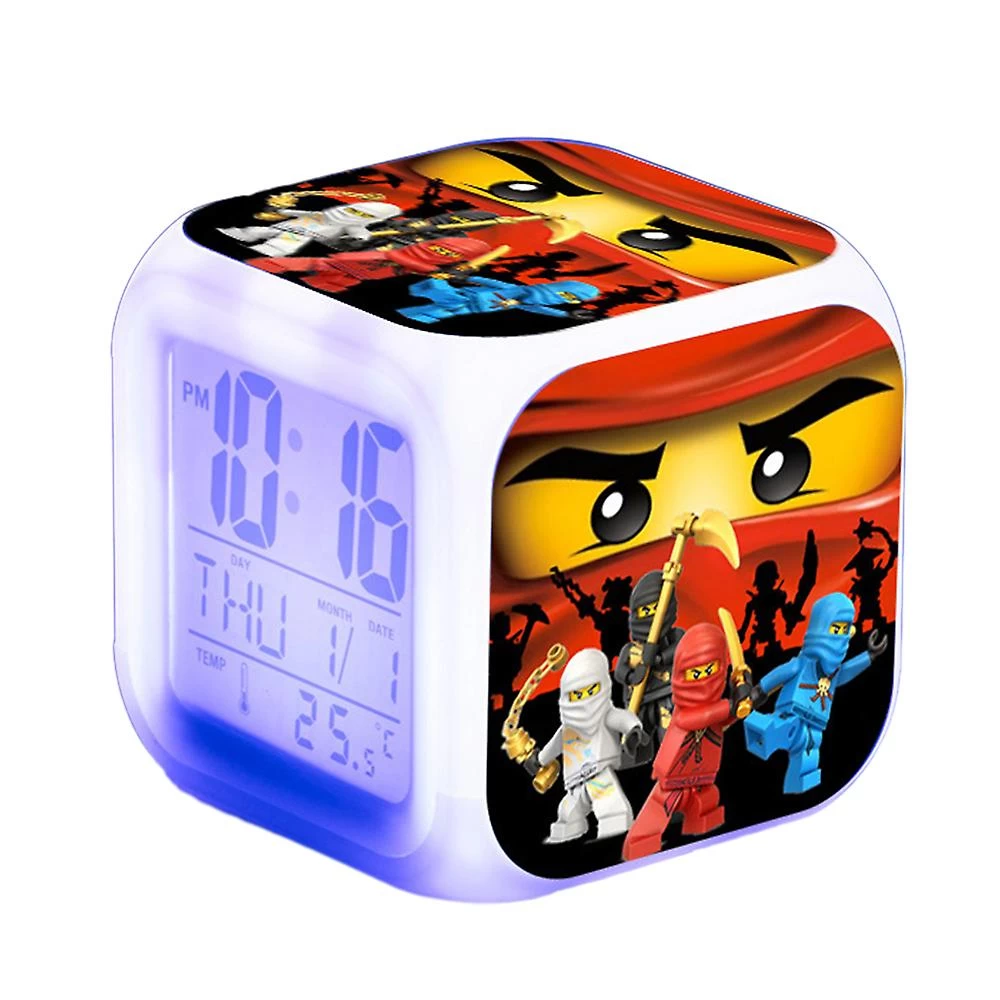 Ninjago Led Digital Alarm Clock 7 Colorful Night Light Bedroom Lamp Decoration With Time,temperature,alarm,date For Kids Gifts B