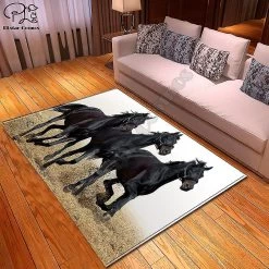 White Horse Pattern Square Anti-skid Area Floor Mat 3d Rug Non-slip Mat Dining Room Living Room Soft Bedroom Carpet 90cmx120cm