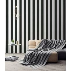 Black White Stripes Wallpaper 9.5 X 0.53 M