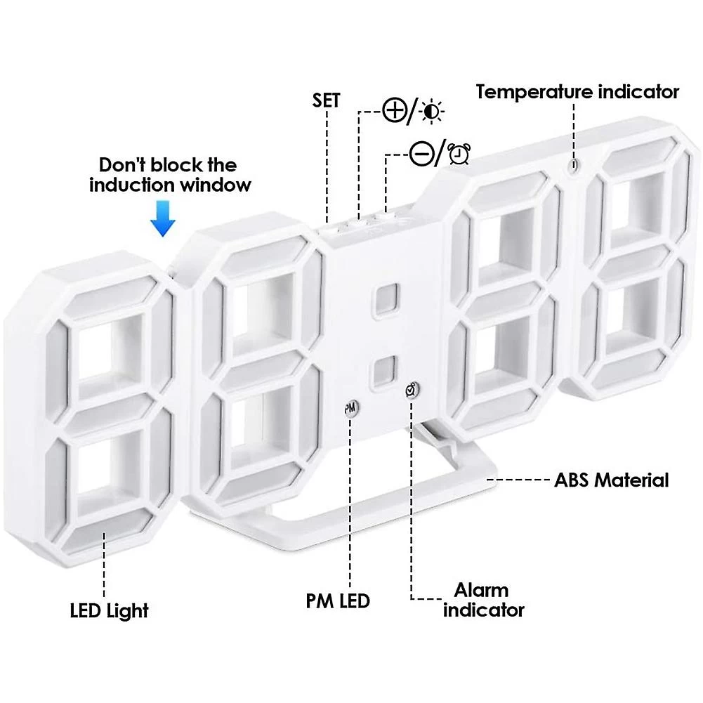 Digital Alarm Clock,wall Led Number Time Alarm Clocks ,led Electronic Clock ,night Light Clock For - Image 4