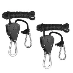2 Pcs Ratchet Ropes With Hooks For Lamp Or Plants, Adjustable Hook Rope 200cm Long (1 Pair)