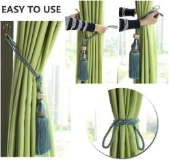 1 Pair Tassels Curtain Tiebacks Home Decorative Window Drapery Ball Tassels Rope Holdbacks (Gold)