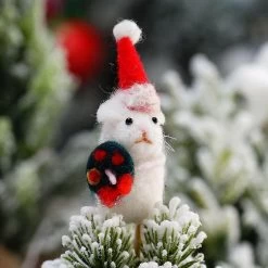 Halloween Mouse With A Pumpkin, Wool Felt Handmade DIY Needle Felting 4pcs