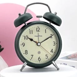 4 Inches Alarm Clock, Analog Metal Alarm Clock , Student Home Decoration Desktop Clock