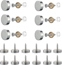 20 Sets Of Silver Mirror Screws, 12mm Mirror Screws Made Of Polished Brass, With Decorative Cap Mirror Nail