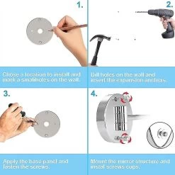 Wall Mount Makeup Mirror, 10x Magnifying Two Side Led Lighted Vanity Mirror, Rotatable, Rechargeable And Extendable Arm