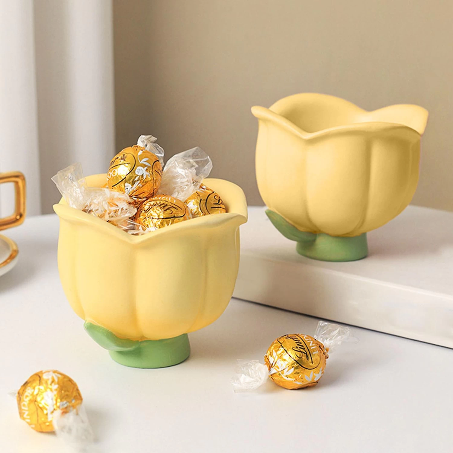 Flower Shape Storage Box Innovative Cute Resin Storage Decorative Ornament For Entryway Desk Dressing Table Convallaria Majalis - Image 2