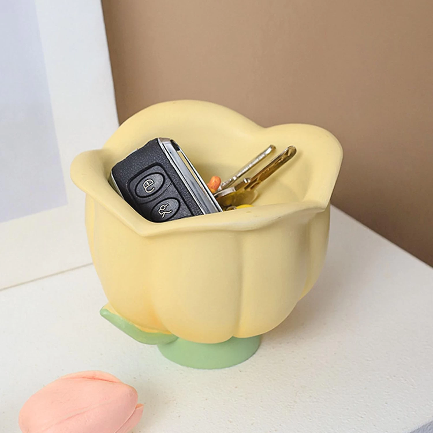 Flower Shape Storage Box Innovative Cute Resin Storage Decorative Ornament For Entryway Desk Dressing Table Convallaria Majalis - Image 3