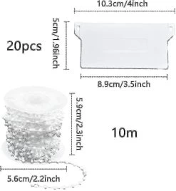 20 Pieces Vertical Blind Weights Bottom Slats 89 Mm (3.5 Inch) 10m Plastic Vertical Blind Chains For Curtain Vertical Blinds Repair Kit, White