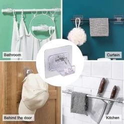 8 Pcs Adhesive Curtain Rod Holder Hooks