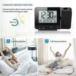 Digital Projection Alarm Clock For Bedrooms, Large Ceiling Projection Alarm Clock With Usb Port, Battery Backup, 180 Projector, Led Display