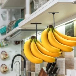 Metal Banana Hanger Under Cabinet Hook Under Ripens Bananas With Less Bruises