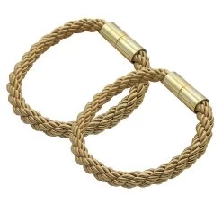 2pcs Magnetic Curtain Tieback Braided Rope For Thin Thick Bedroom Home Decor Gold
