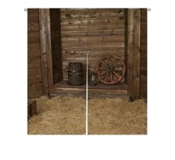 Wooden Hayloft Door Curtain Window Cover Home Decor Hanging Curtain 85x90 Cm