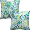 Throw Pillow Cover Pack Of 2 Spring Turquoise Geometry Pillow Case Square Cotton Teal Green Eucalyptus Pillowcase For Party Bed Sofa Home T4610 16x16in 40x40cm
