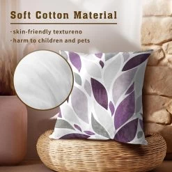 Throw Pillow Cover Pack Of 2 White And Blue Spring Pillow Case Square Cotton Eucalyptus Pillowcase For Party Bed Sofa Home Purpleleaf T4622 16x16in 40x40cm