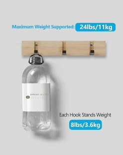 Wall Coat Hook With 3 Retractable Hooks, Wall Coat Rack For Hanging Coats, Scarves, Handbags And Others, Natural