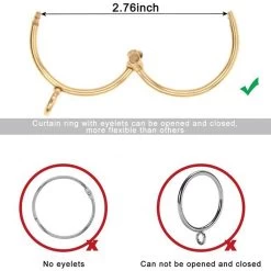 30 Pcs Openable Gold Curtain Rings Open And Close Metal Rustproof Drapery Loops With Eyelet For Hoo