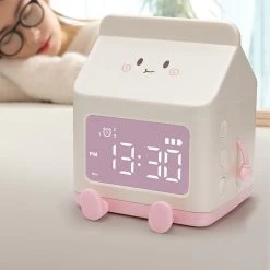 Fun Milk Box Alarm Clock Student Countdown Cartoon Alarm Clock Children Digital Cute Wake Up Alarm Clock Pink