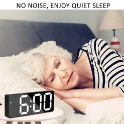 LED Mirror Alarm Clock For Desktop Battery Powered Tabletop Alarm Clock Novelty Gift For Birthday White Light