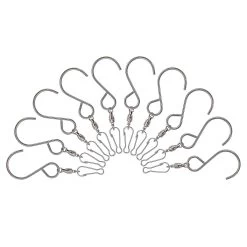 20pcs S Shape Rotating Hook Windbell Hook Flower Basket Hanger For Home Silver