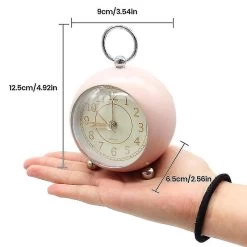 Silent Bedside Clocks Battery Operated Non Ticking Desk Clock Analogue Alarm Clock Bedroom Retro Alarm Clock Simple[HY]-Good Pink