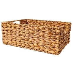 Double Handle Basket Desktop Large Capacity Imitation Rattan Woven Basket Sundries Container