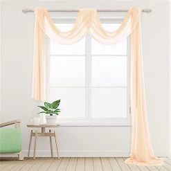 Stylish Window Scarf Valance Easy Installation Voiles Curtains Home Bedroom Decor 1.3*5.5M Black