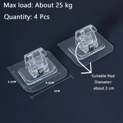 Set Of 4 Curtain Brackets Without Drilling Adhesive Curtain Hooks Curtain Rod Brackets Self Adhesive Rod Brackets For Hanging Curtains Or Towel Rails