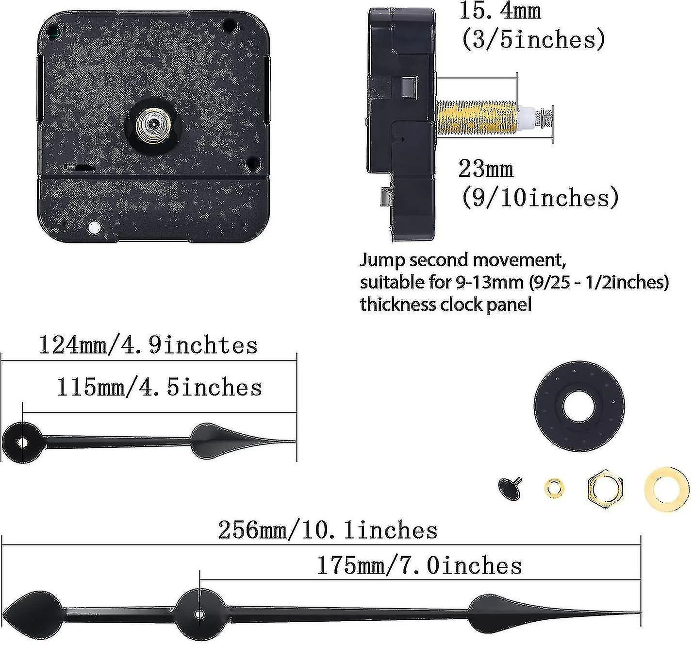 Long Shaft High Torque Clock Movement Clock Motor With 7 Inch Spade Hands - Image 3