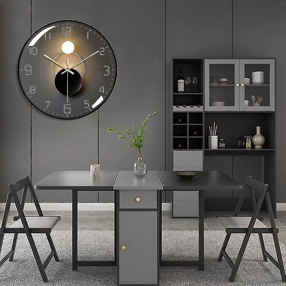 Modern Silent Wall Clock, 30cm Diameter Wall Pendulum, Round Digital Quartz Wall Clock, Suitable For Living Room, Study, Bedroom, Kitchen (black) - Image 2