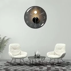 Modern Silent Wall Clock, 30cm Diameter Wall Pendulum, Round Digital Quartz Wall Clock, Suitable For Living Room, Study, Bedroom, Kitchen (black)