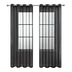 Transparent Sheer Curtains, 1 Panel, Black, 100*130cm/100*200cm/100*250cm/140*260cm 100*130cm