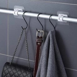 2pcs Self Adhesive Adjustable Curtain Rod Holder Clamp Hooks Rod Bracket Rack