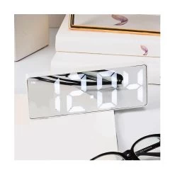 Electronic Alarm Clock Mirror Clock Bedroom Digital Alarm Clock Mirror Led Voice Control Alarm Cloc