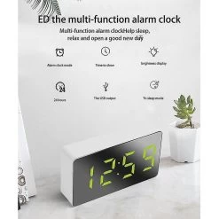 Digital Mirror LED Alarm Clock With Temperature Display - USB Powered, Portable Table Clock For Bedroom And Travel